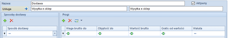 Okno kalkulacji kosztów dostawy