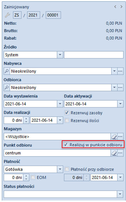 Nagłówek dokumentu ZS