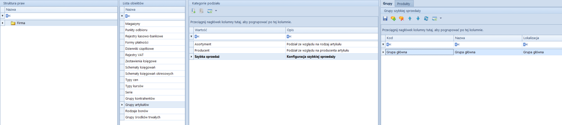 Kategoria podziału Szybka sprzedaż
