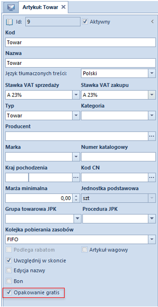 Nagłówek karty artykułu
