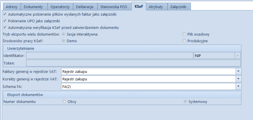 Zakładka KSeF
