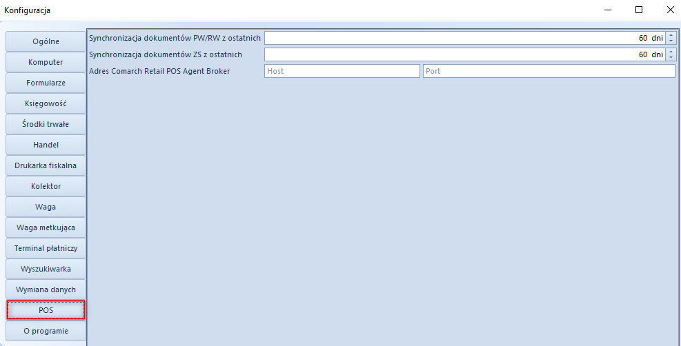 Zakładka POS w konfiguracji
