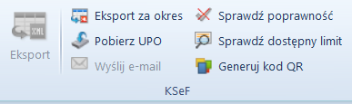 Nowa grupa przycisków KSeF nad listą FS