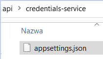 Plik appsettings.json znajdujący się w folderze credentials-service