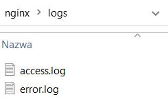 Pliki acces.log oraz error.log z logami znajdujące się w folderze nginx\logs
