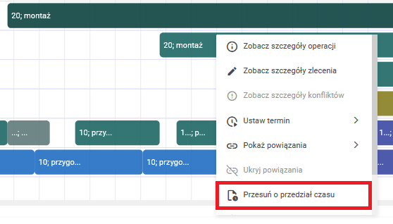 Przesuwanie operacji o przedział czasu