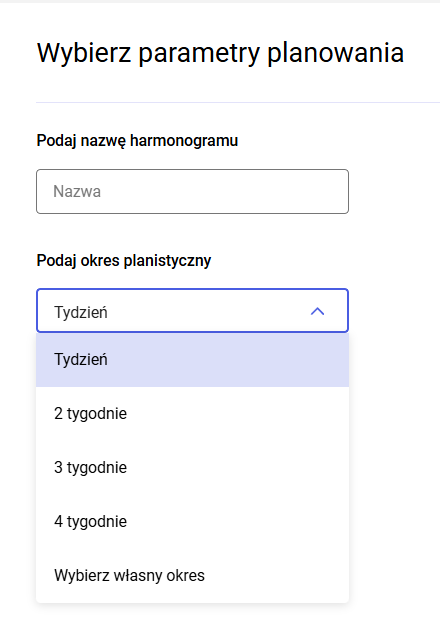 Wybór okresu planistycznego