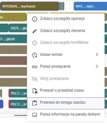 Przenieś do innego zasobu w menu kontekstowym operacji