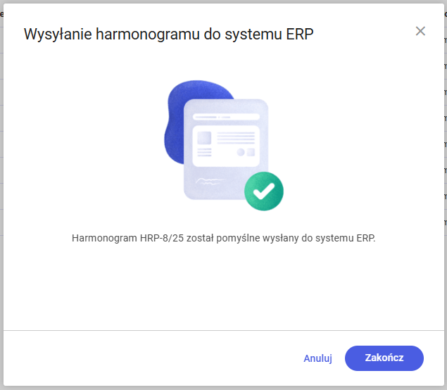 Pomyśle wysłanie harmonogramu do ERP