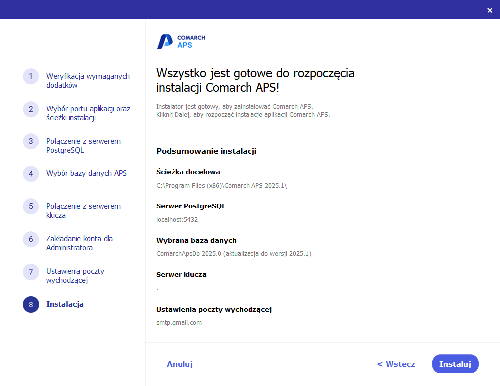 Okno informujące o możliwości rozpoczęcia instalacji