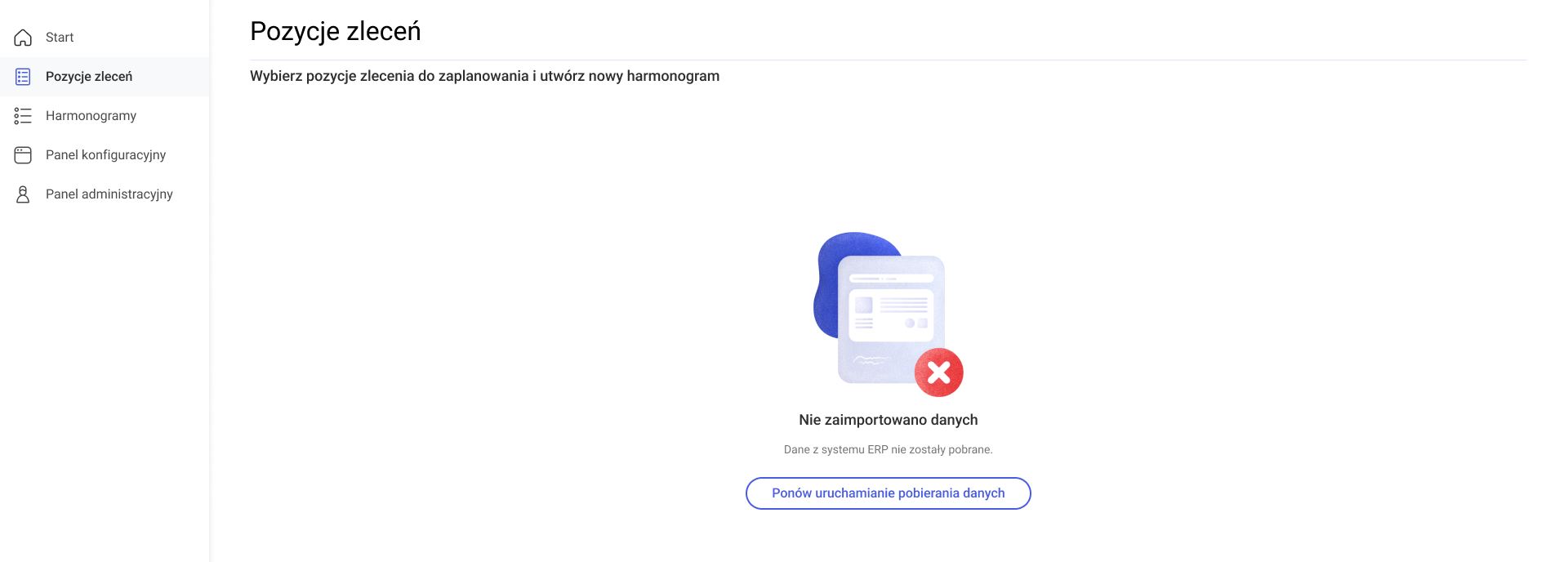 Błąd podczas pobierania danych