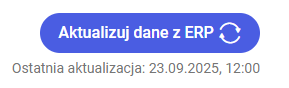 Data i godzina ostatniej aktualizacji danych z ERP