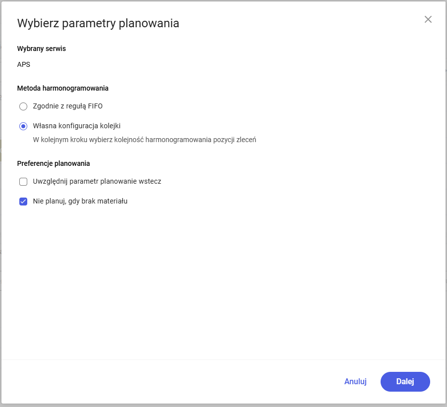 Zapamiętanie ustawień w oknie przeplanowania