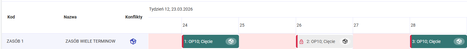 Operacja podzielona na terminy w Comarch APS