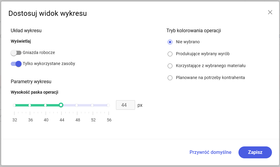 Konfiguracja wyświetlania zasobów w Comarch APS