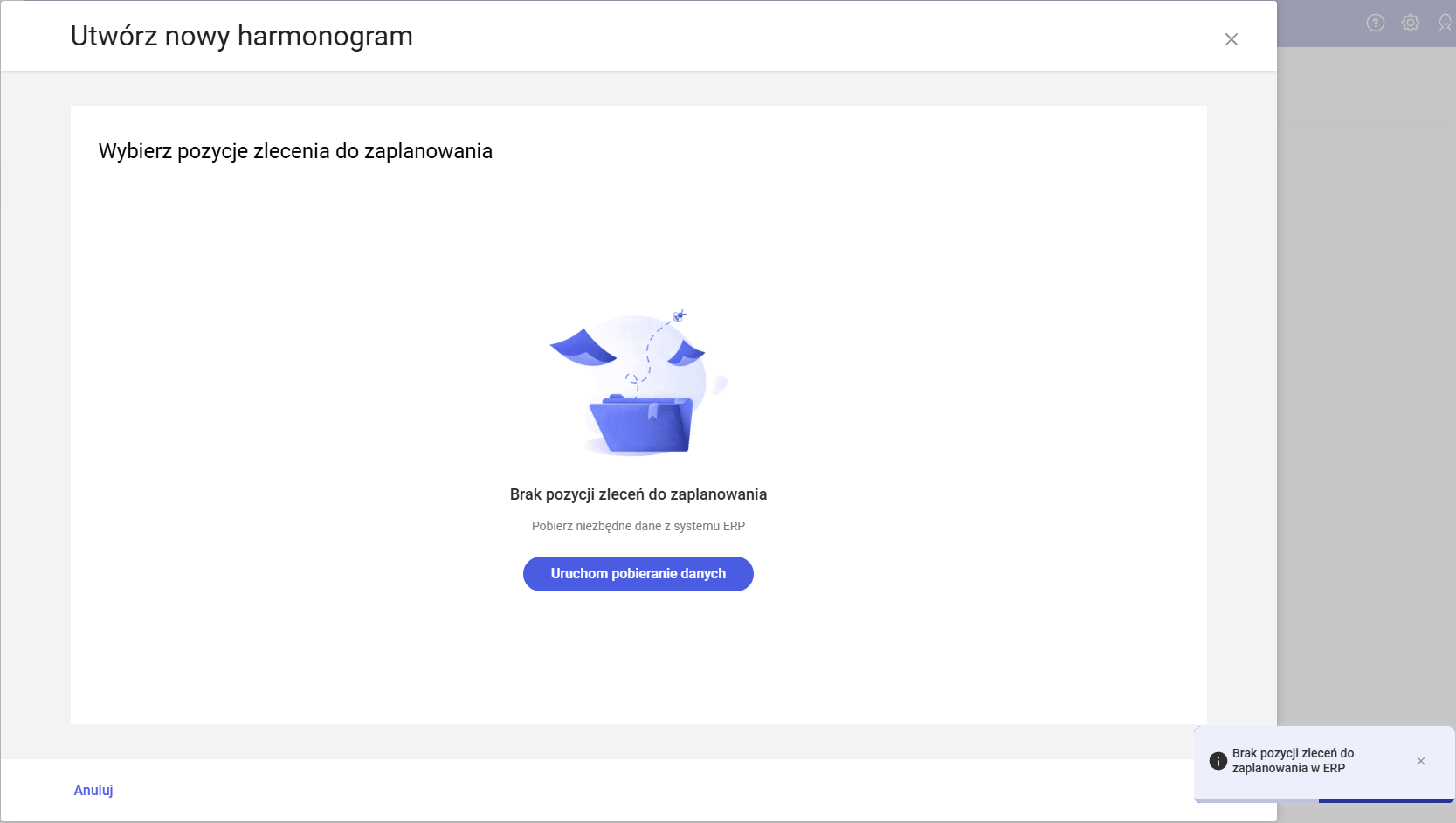Nieudana próba zaimportowania danych