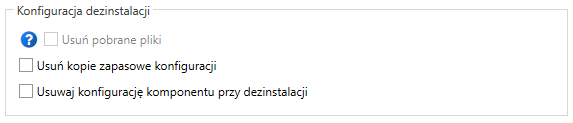 Sekcja Konfiguracja dezinstalacji