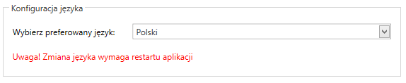 Sekcja Konfiguracja języka