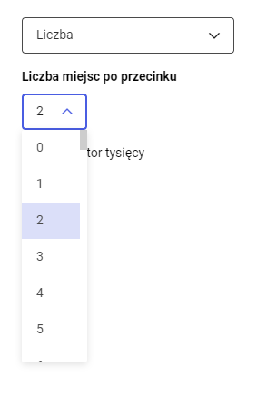 Ustawienie precyzji liczbowej