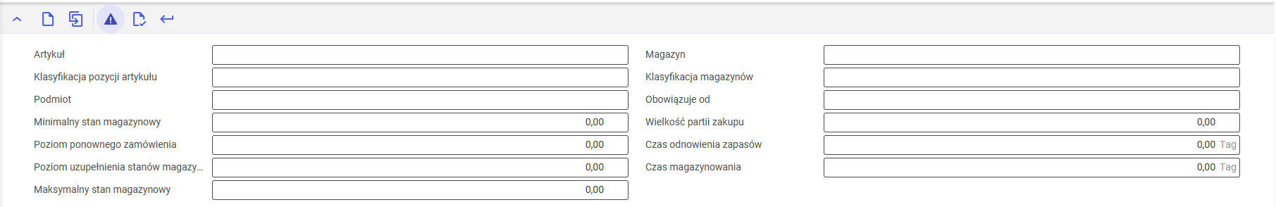 Edytor pozycji aplikacji Przyporządkowania danych planowania dla artykułu