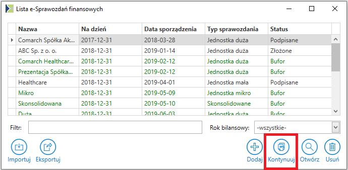 Kontynuacja sprawozdania w wariancie zintegrowanym