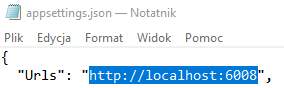 Adres usługi integratora z ERP XL w pliku: appsetting.json.