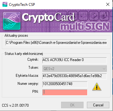 PIN do karty kryptograficznej
