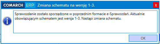  Informacja o zmianie schematu struktury