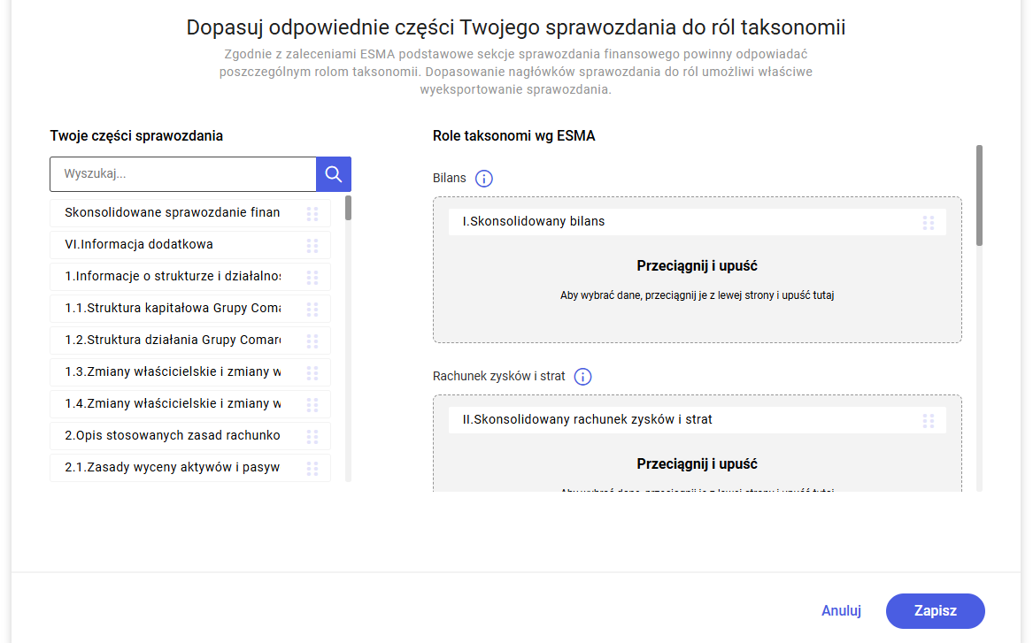 Przyporządkowanie nagłówków do ról