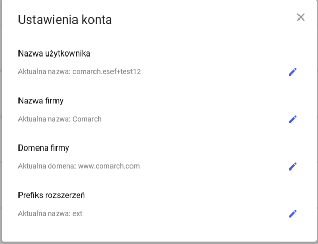 Ustawienie prefiksu rozszerzeń