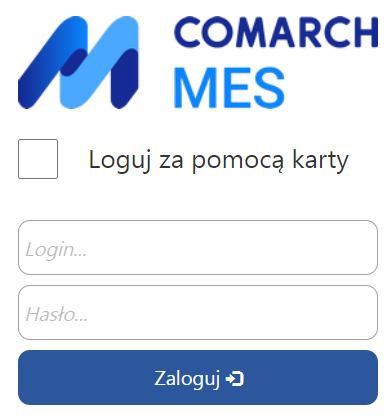 Formularz logowania do aplikacji Comarch MES
