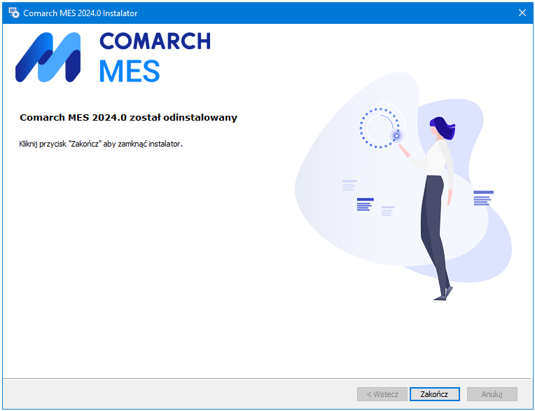 Zakończenie odinstalowania Comarch MES