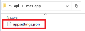 Plik appsettings.json znajdujący się w folderze mes-app