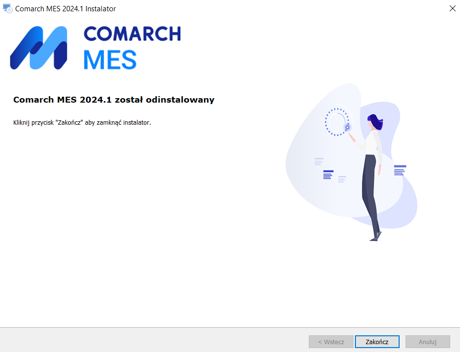 Zakończenie odinstalowania Comarch MES