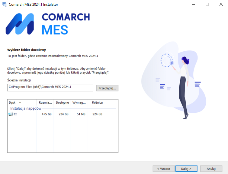 Ścieżka instalacji Comarch MES