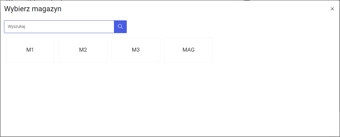 Lista magazynów w trybie do wyboru