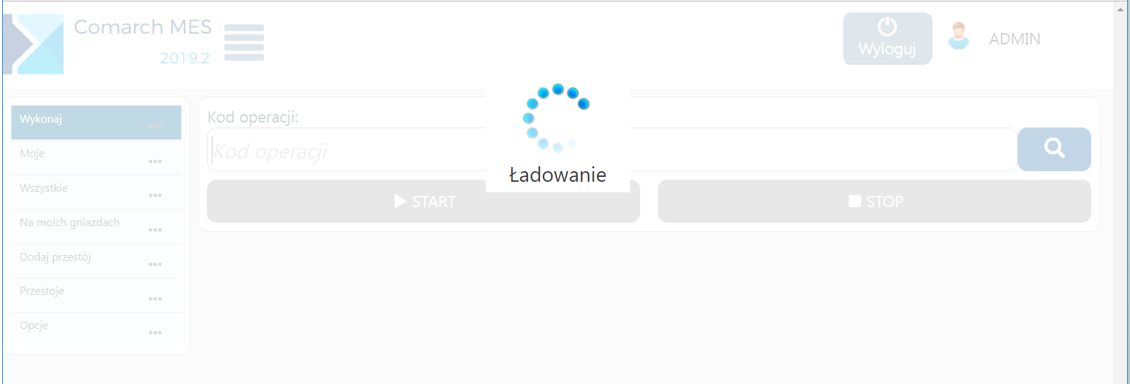 Kółko ładowania aplikacji Comarch MES
