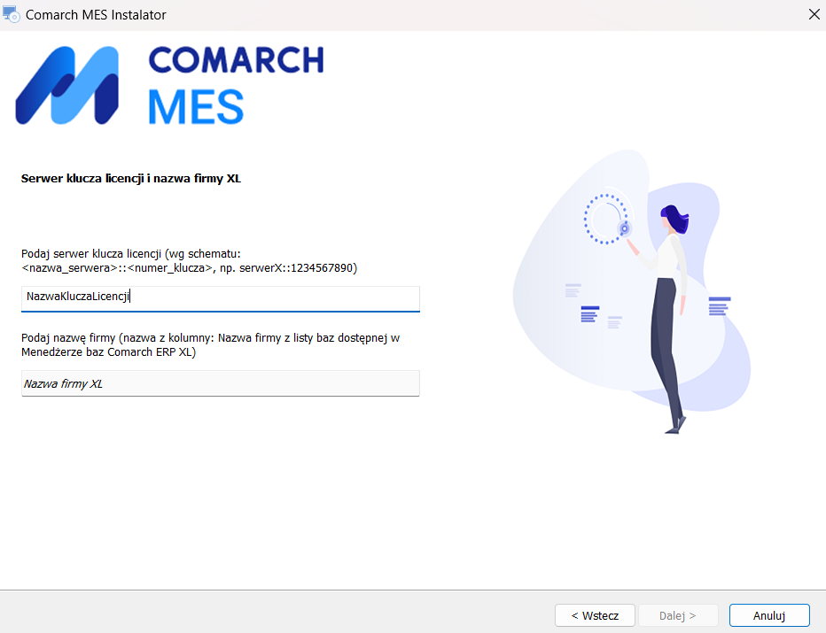 Wskazanie serwera klucza i nazwy firmy dla bazy Comarch ERP XL