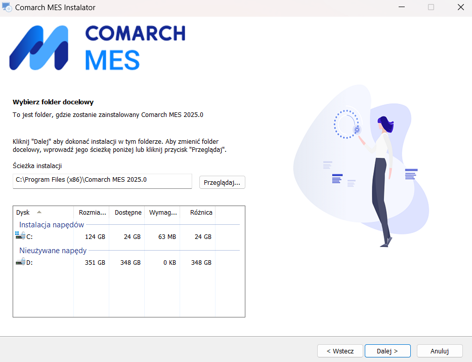 Ścieżka instalacji Comarch MES