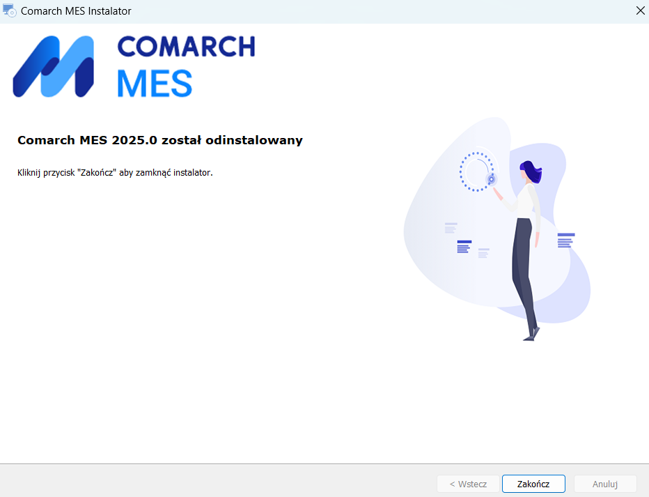 Zakończenie odinstalowania Comarch MES