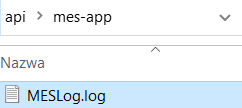 Plik MES.log z logami znajdujący się w folderze mes-app