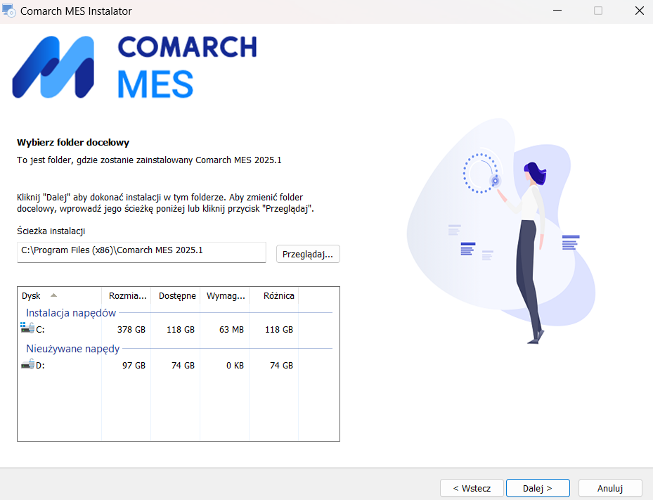 Ścieżka instalacji Comarch MES