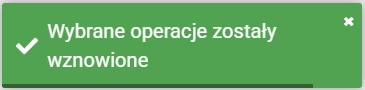 Komunikat o wznowieniu wielu operacji, czyli zarejestrowaniu zakończenia pauzy dla wielu operacji