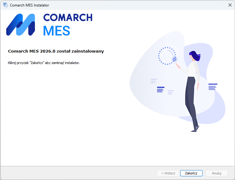 Ekran informujący o zakończeniu instalacji