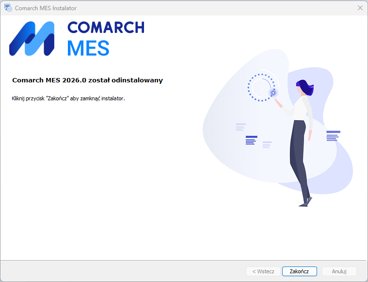 Zakończenie odinstalowania Comarch MES