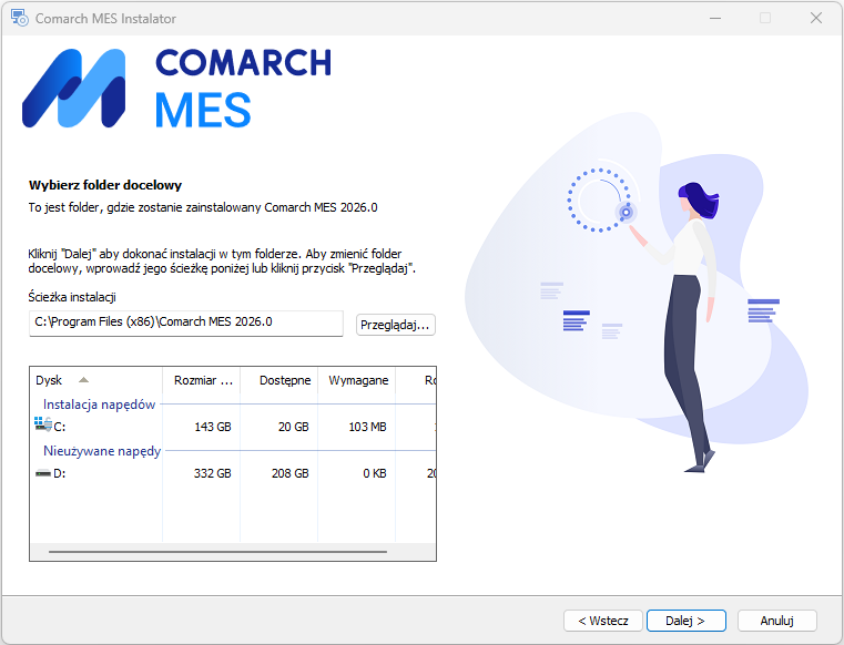 Ścieżka instalacji Comarch MES