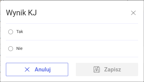 Wynik kontroli jakości dla parametru typu: flaga