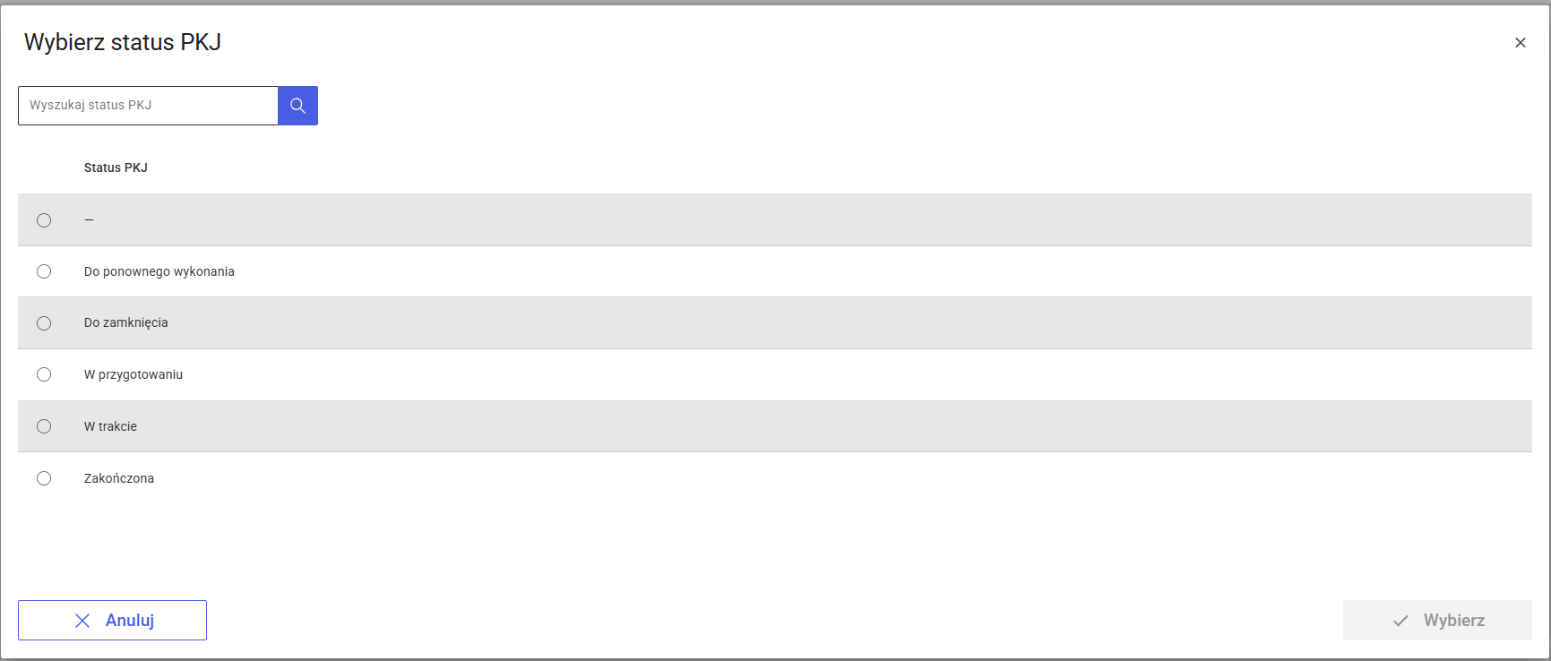 Lista statusów PKJ