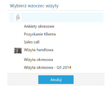 Lista możliwych do wyboru wzorców