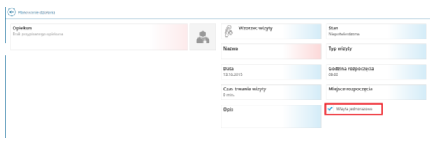 Planowanie wizyty jednorazowej